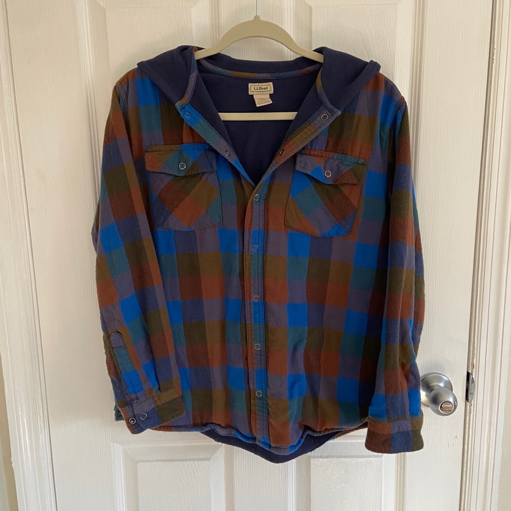 L.L.bean hooded fleece lined flannel